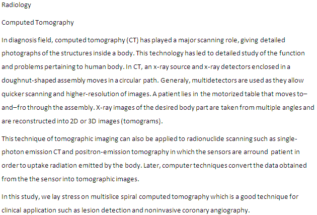 Beispiel aus der Radiologie, lektorat beispiel